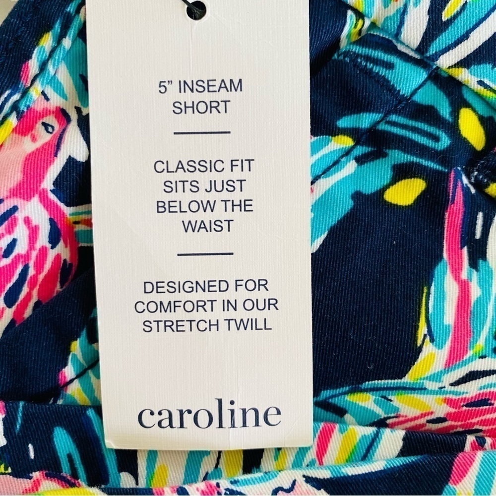 NWT Crown & Ivy Shorts Caroline Toucan Tropical Pink Navy Size 2 - Picture 4 of 6